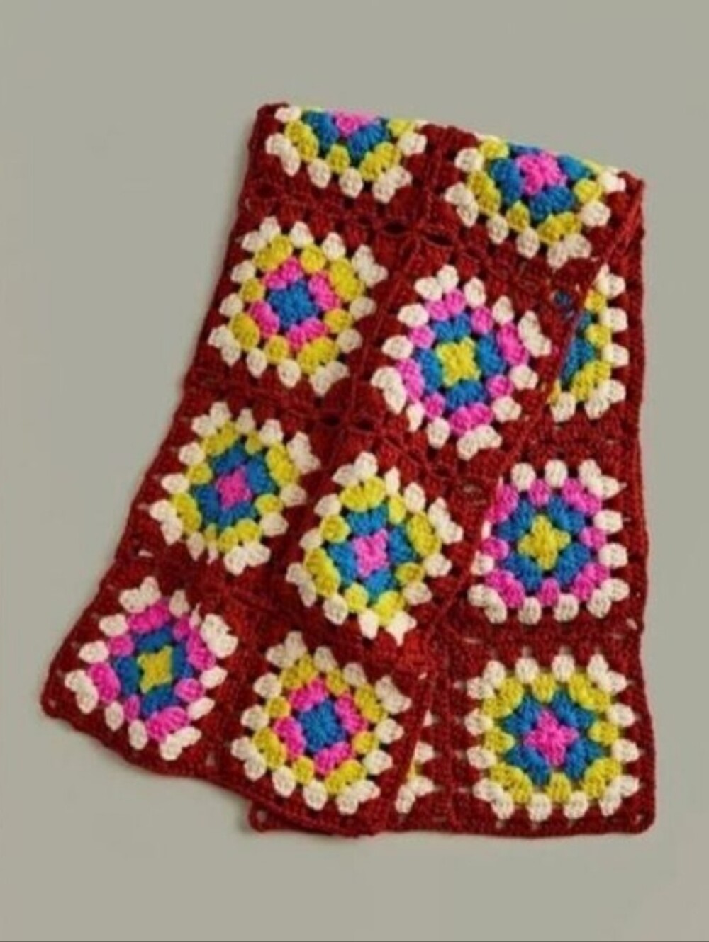 Urban Outfitters grandma square rust red knit scarf